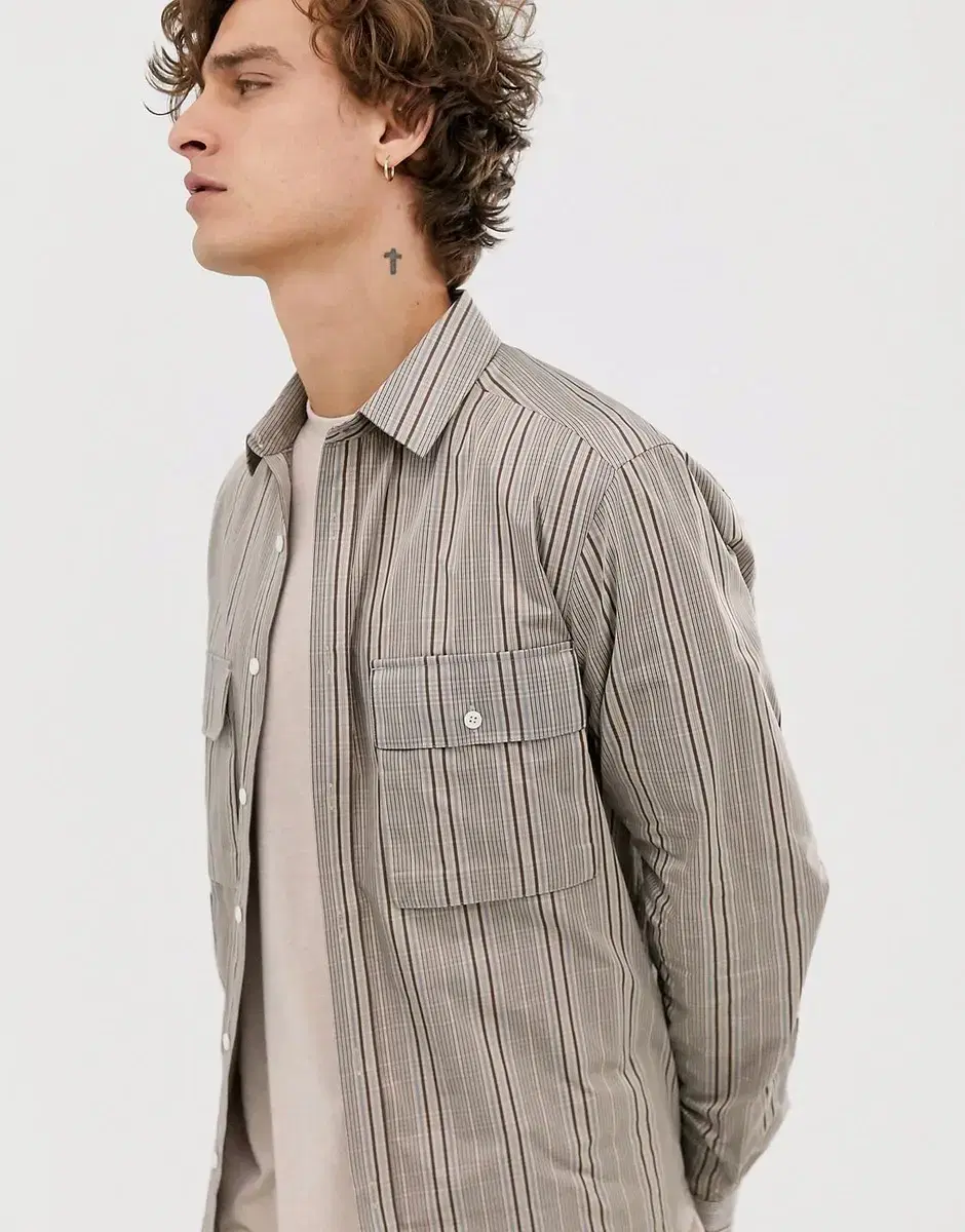 ASOS DESIGN overshirt in ecru check